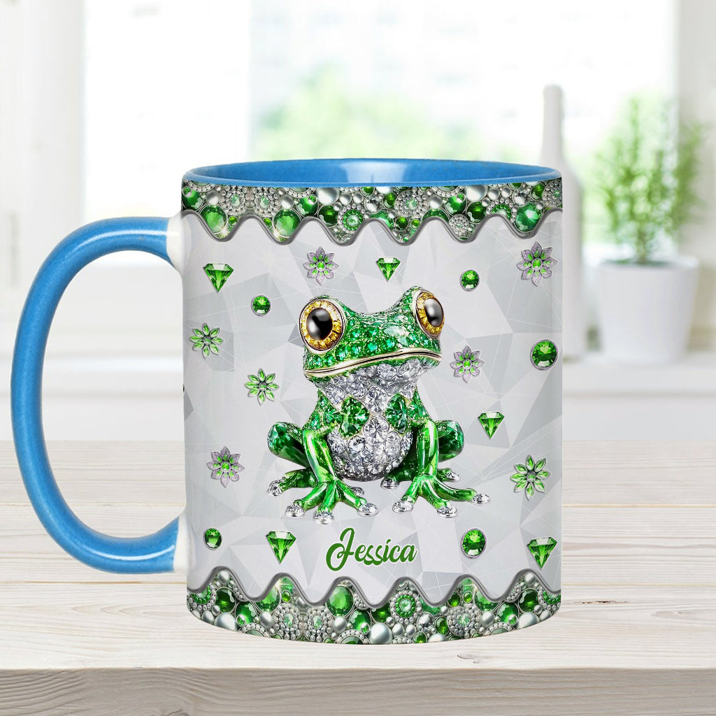 Einfach ein Mädchen, das Frösche liebt – personalisierte Tasse mit Froschmotiv