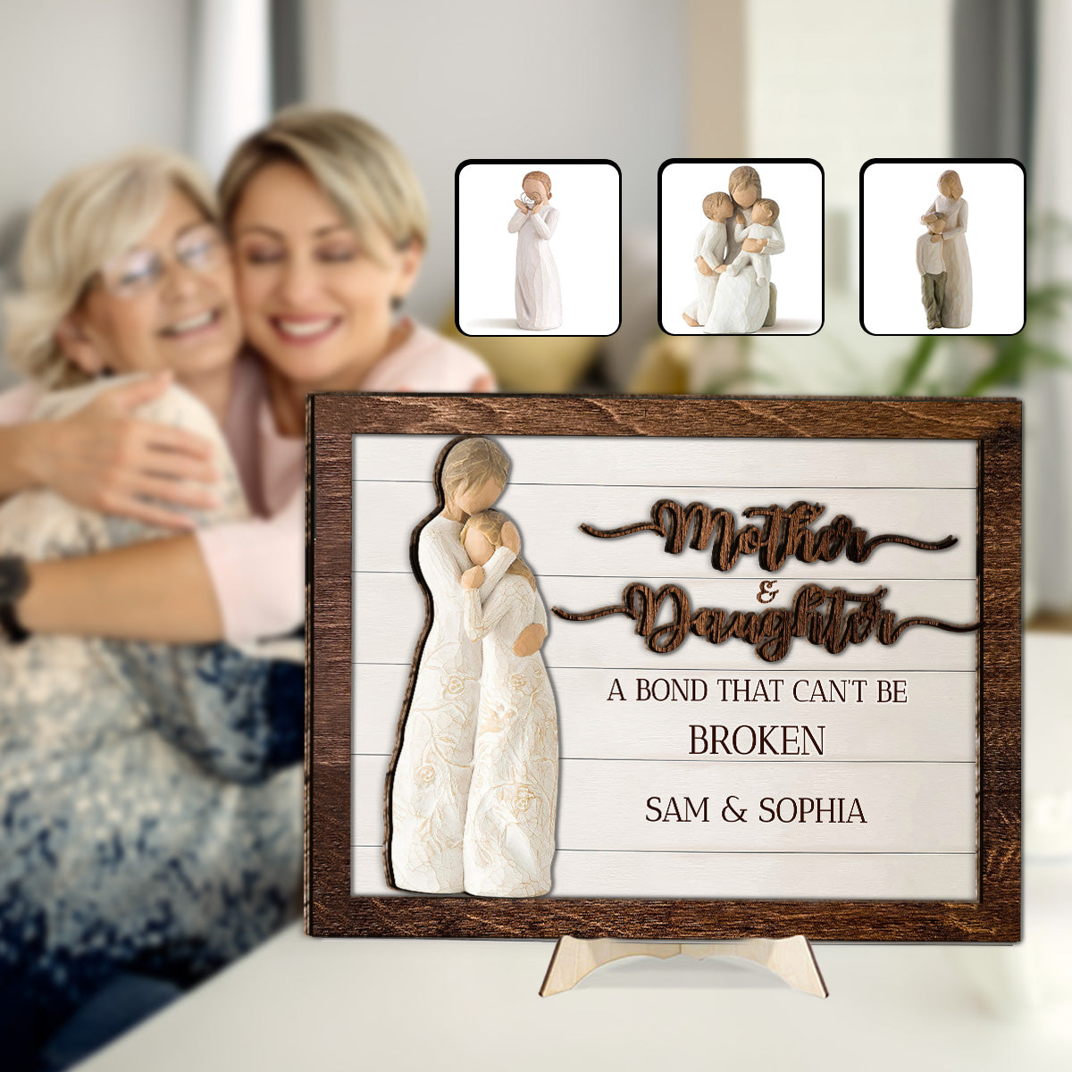 A Bond That Can't Be Broken - Personalized Mother 2 Layered Wood Sign / Wood Plaque