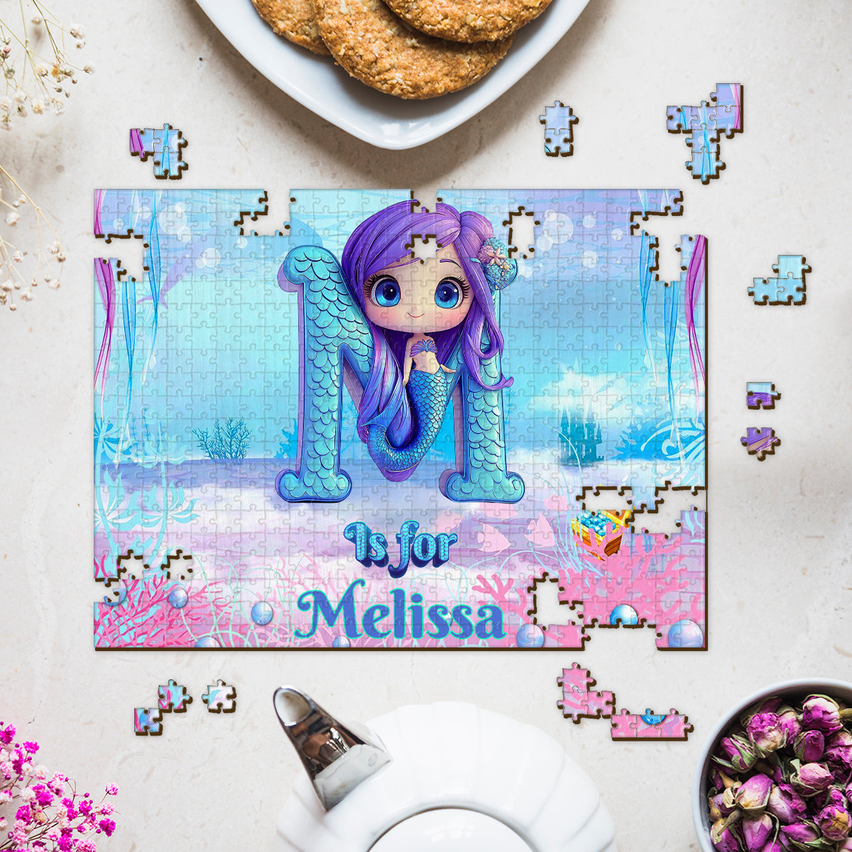 Beautiful Mermaid Letter - Personalized Kid Jigsaw Puzzle