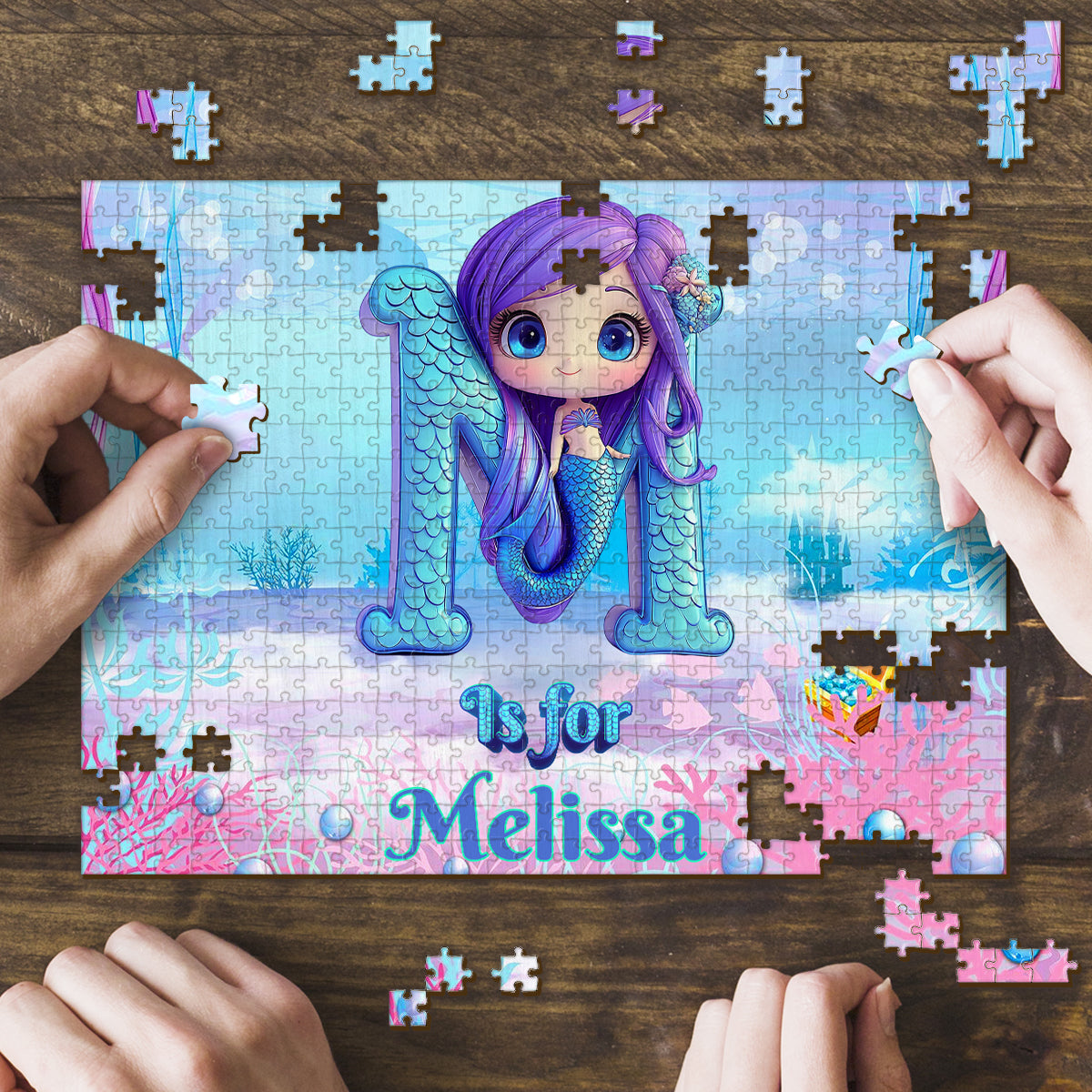 Beautiful Mermaid Letter - Personalized Kid Jigsaw Puzzle