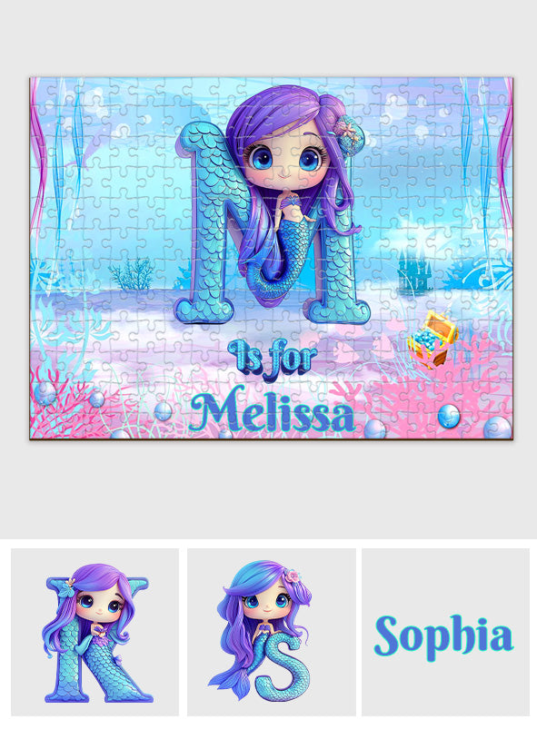 Beautiful Mermaid Letter - Personalized Kid Jigsaw Puzzle