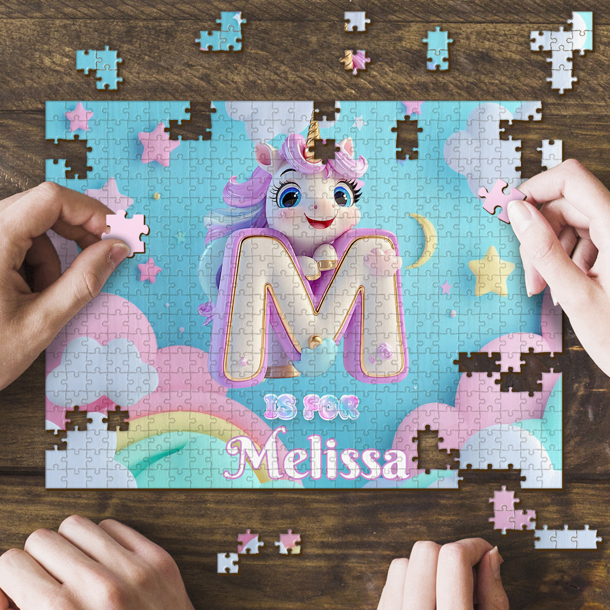 Cute Unicorn Letter - Personalized Kid Jigsaw Puzzle