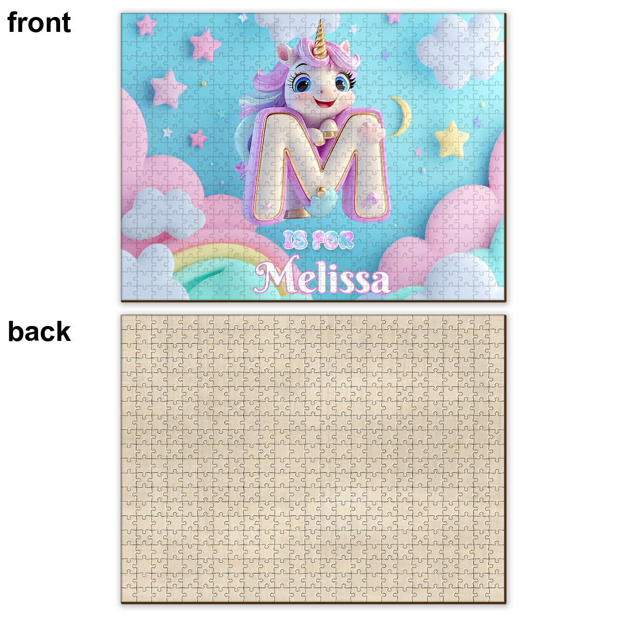 Cute Unicorn Letter - Personalized Kid Jigsaw Puzzle