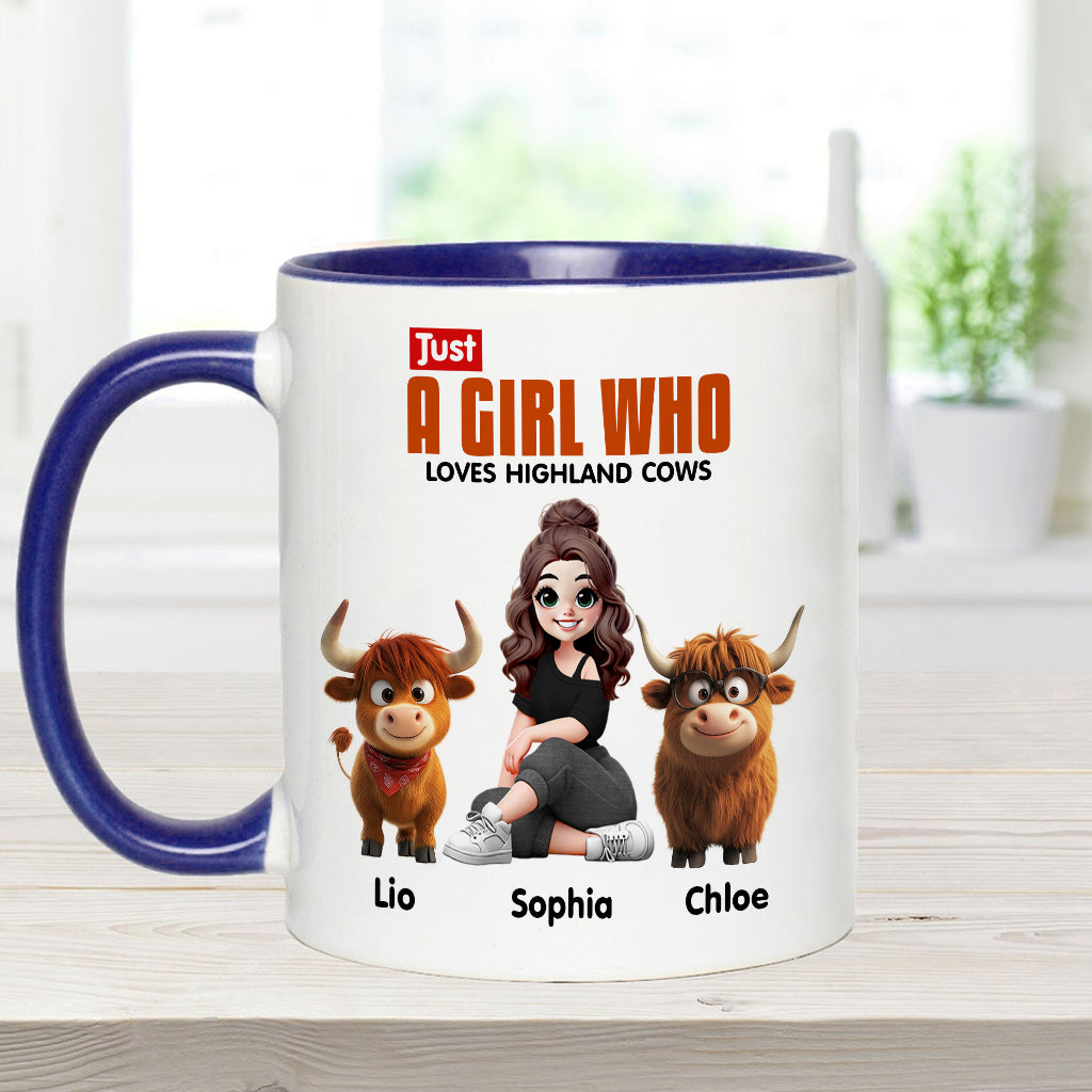 Just A Girl Who Loves Highland Cows - Personalized Accent Mug
