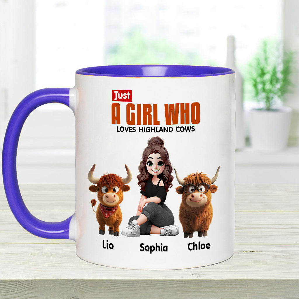 Just A Girl Who Loves Highland Cows - Personalized Accent Mug
