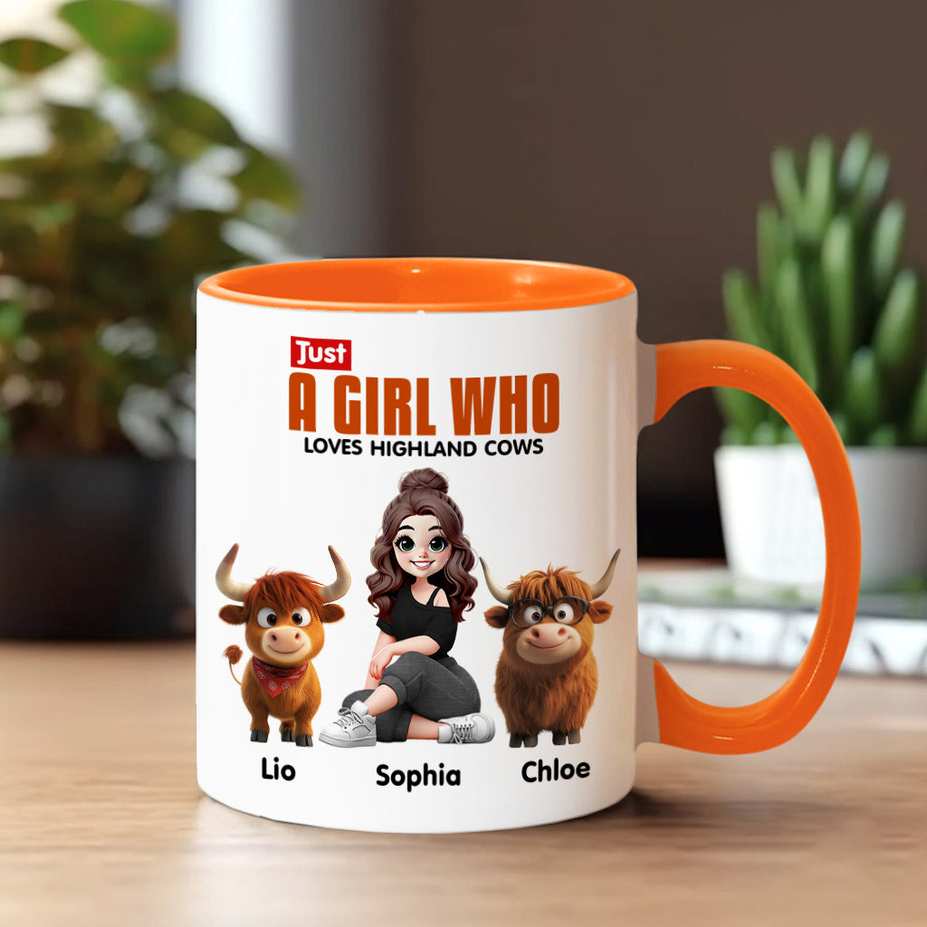 Just A Girl Who Loves Highland Cows - Personalized Accent Mug