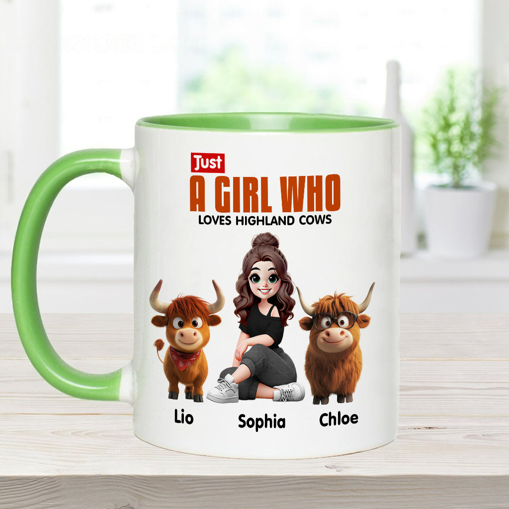 Just A Girl Who Loves Highland Cows - Personalized Accent Mug