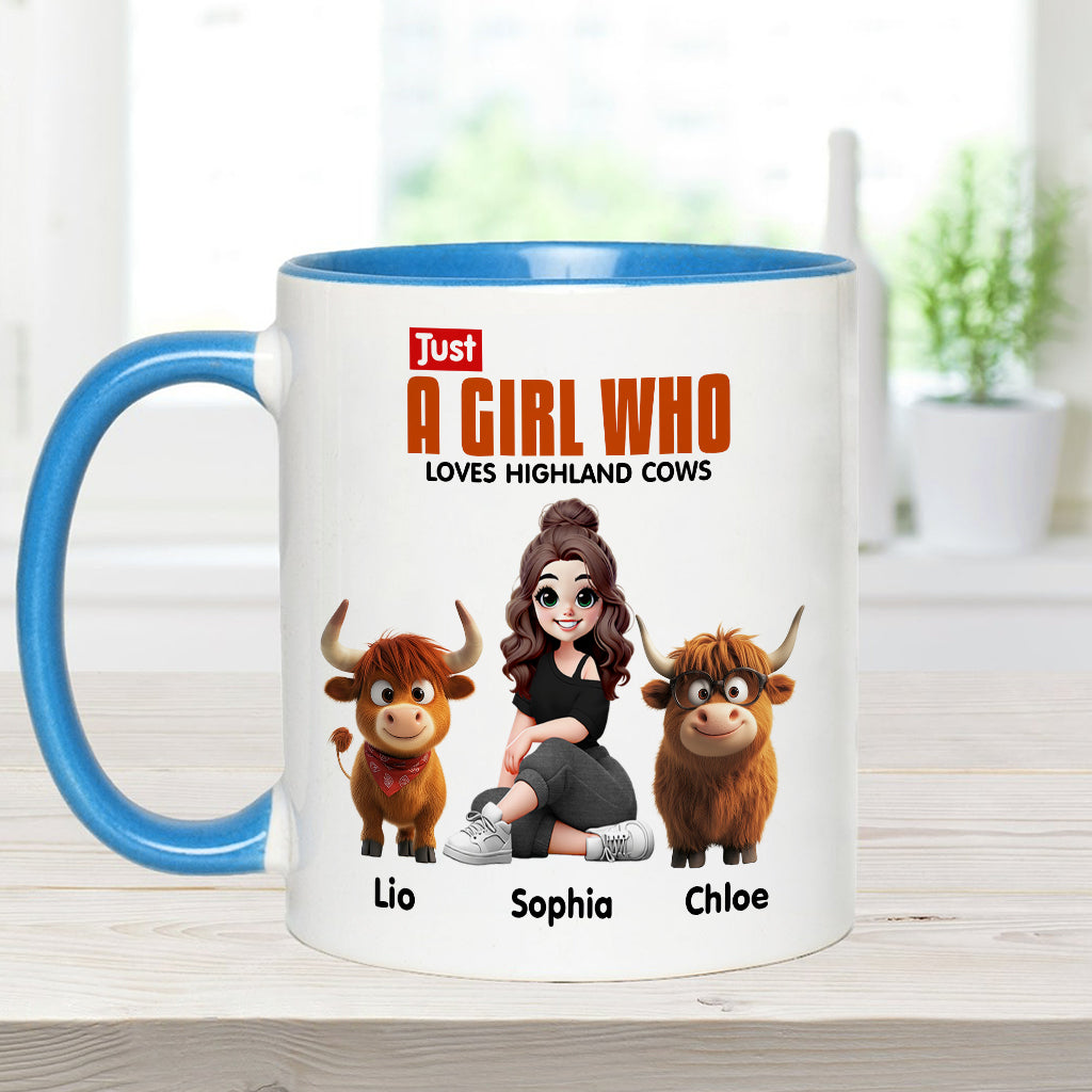 Just A Girl Who Loves Highland Cows - Personalized Accent Mug