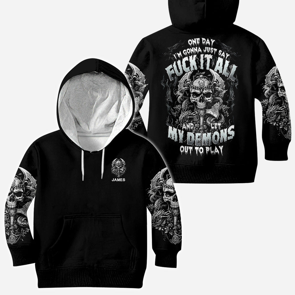 One Day I'm Gonna Just Say - Personalized Skull All Over Shirt