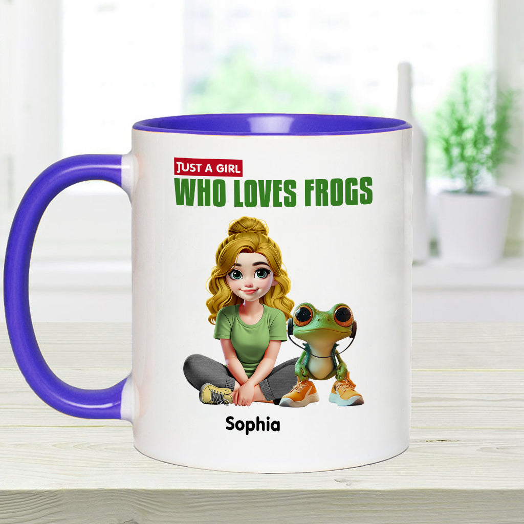 Mug personnalisé à motif grenouille « Juste une fille qui adore les grenouilles »