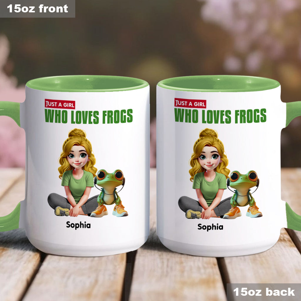 Mug personnalisé à motif grenouille « Juste une fille qui adore les grenouilles »