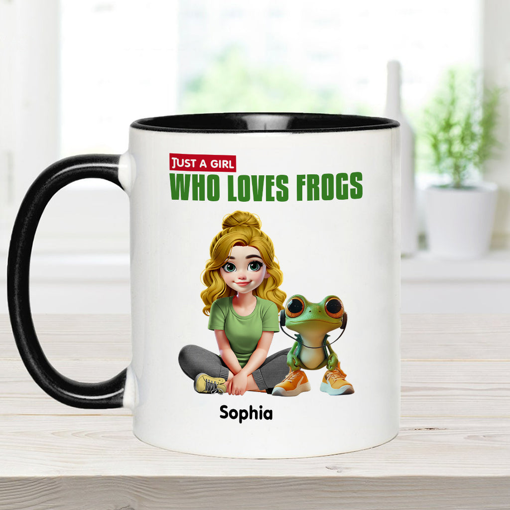 Mug personnalisé à motif grenouille « Juste une fille qui adore les grenouilles »