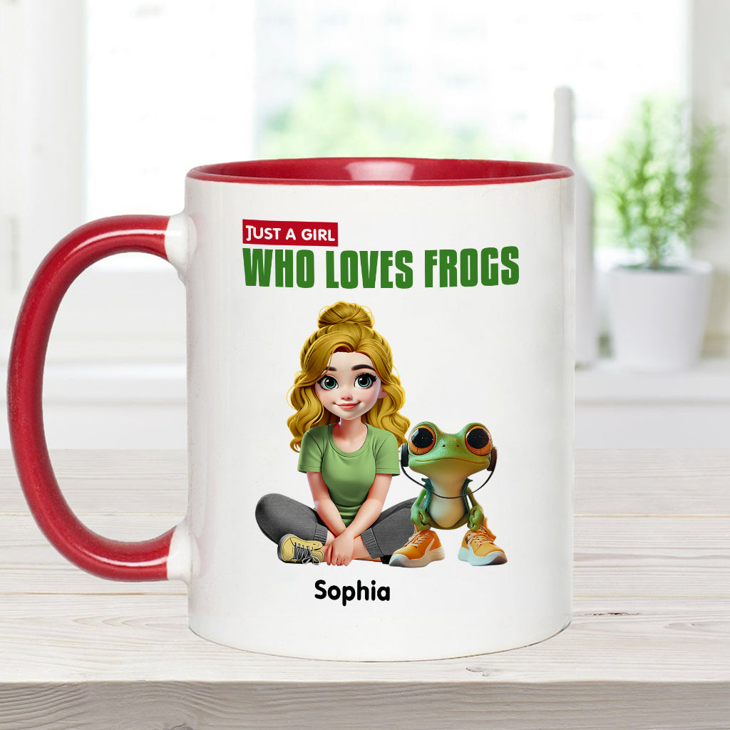 Mug personnalisé à motif grenouille « Juste une fille qui adore les grenouilles »
