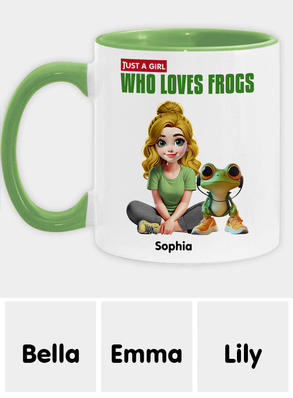 Mug personnalisé à motif grenouille « Juste une fille qui adore les grenouilles »