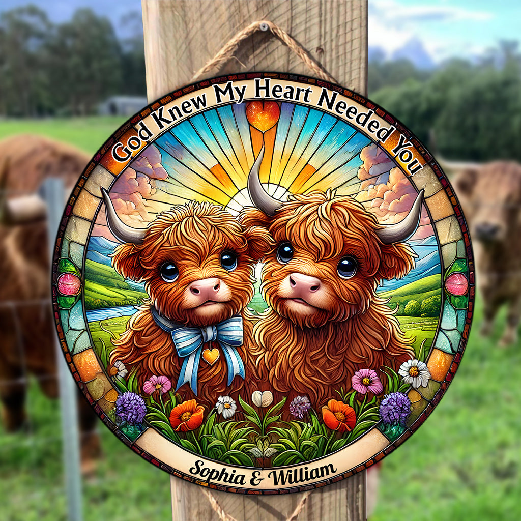 God Knew My Heart Needed You - Personalized Round Wood Sign