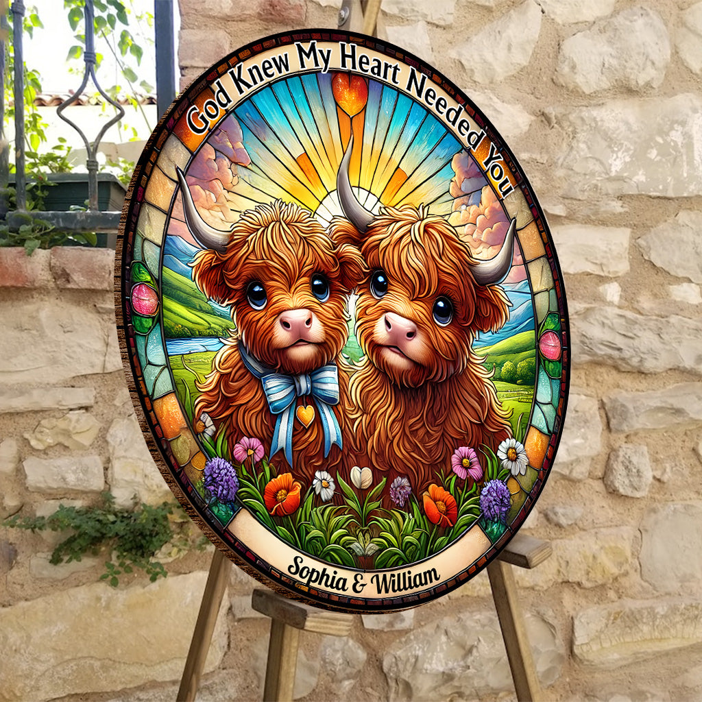 God Knew My Heart Needed You - Personalized Round Wood Sign