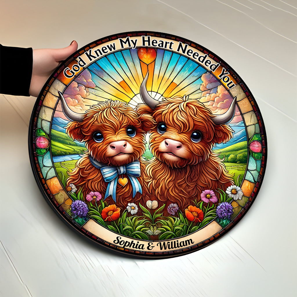 God Knew My Heart Needed You - Personalized Round Wood Sign