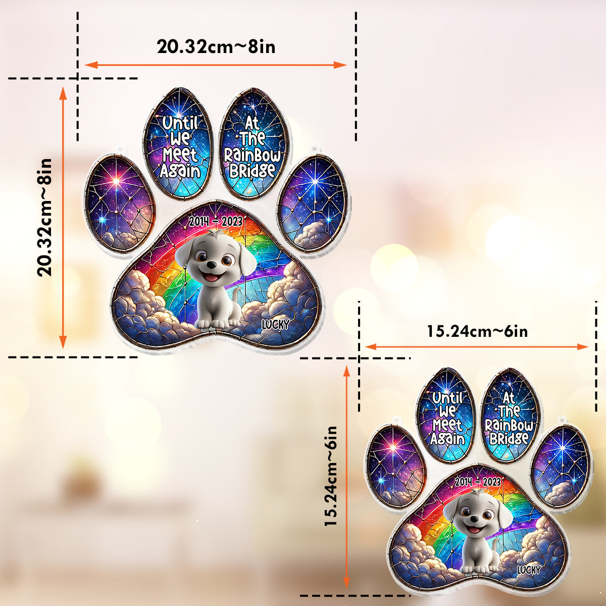 Ange au Ciel - Ornement attrape-soleil personnalisé pour fenêtre en forme de chien 