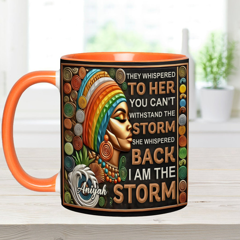Ich bin der Sturm – Personalisierte Tasse mit afroamerikanischem Akzent