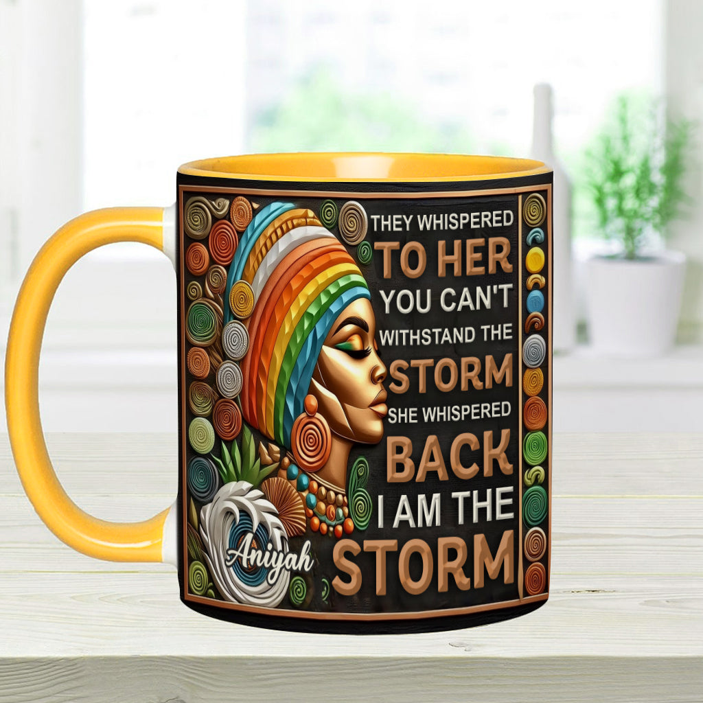 Ich bin der Sturm – Personalisierte Tasse mit afroamerikanischem Akzent