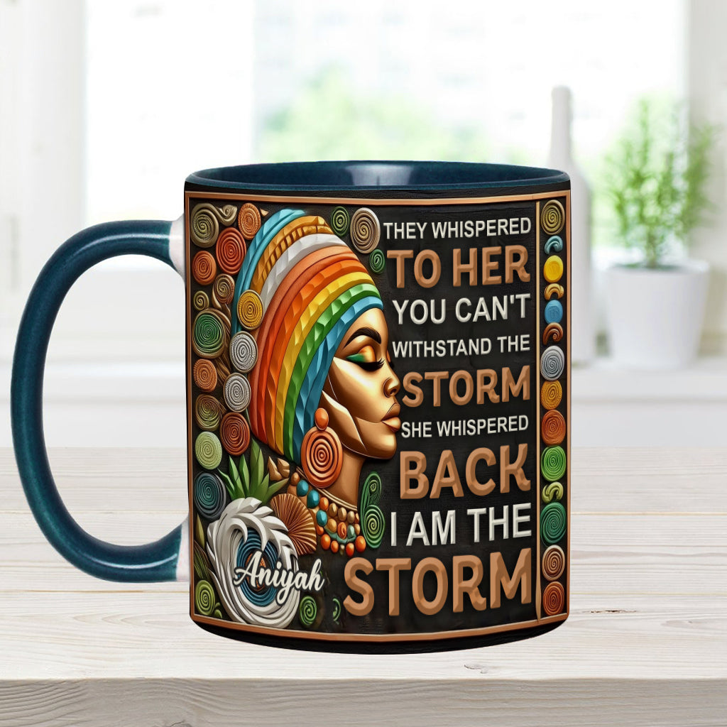 Ich bin der Sturm – Personalisierte Tasse mit afroamerikanischem Akzent