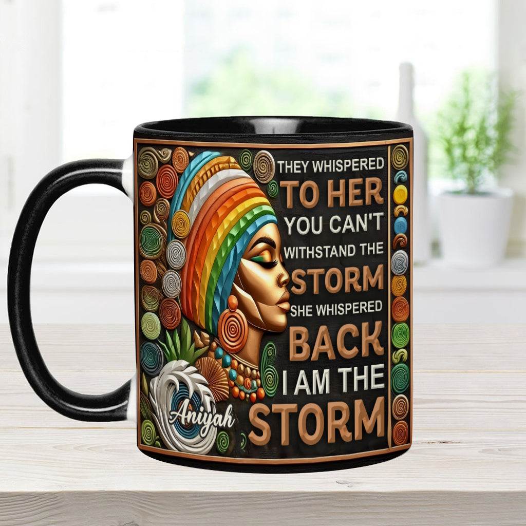 Ich bin der Sturm – Personalisierte Tasse mit afroamerikanischem Akzent