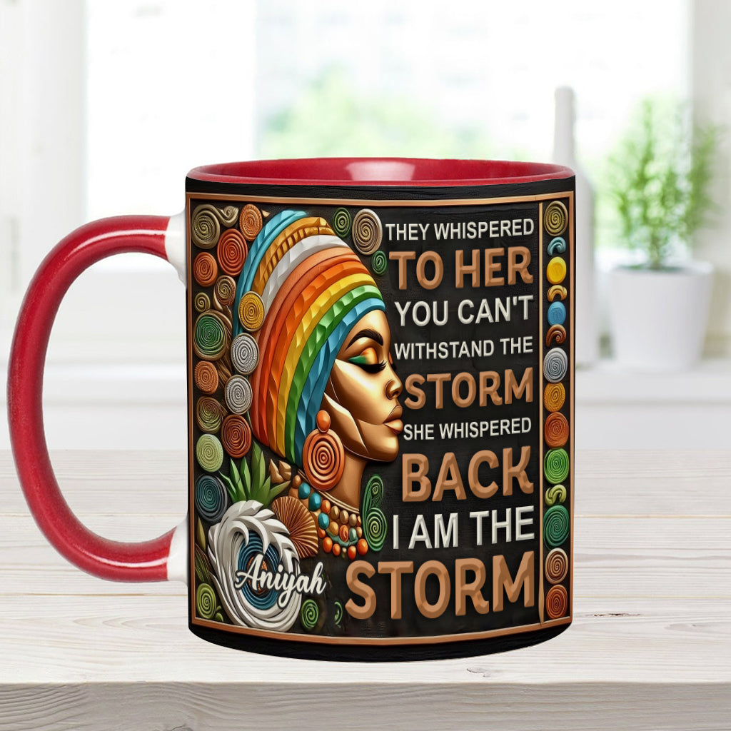 Ich bin der Sturm – Personalisierte Tasse mit afroamerikanischem Akzent
