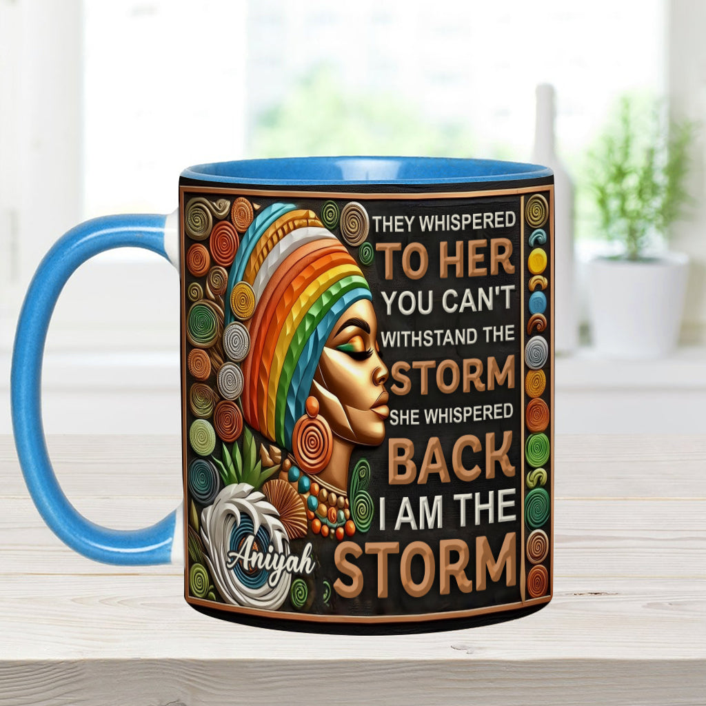 Ich bin der Sturm – Personalisierte Tasse mit afroamerikanischem Akzent
