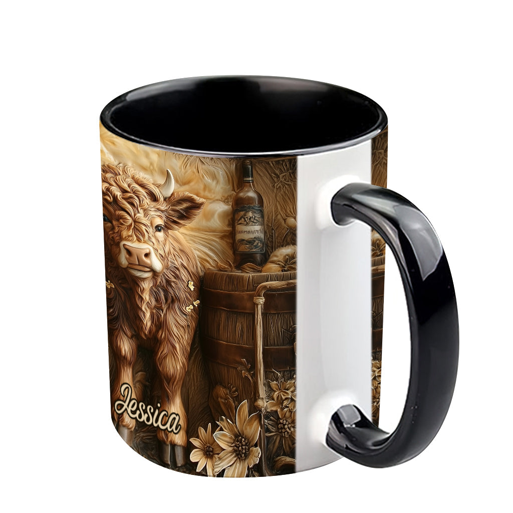 Vintage-Tasse mit wunderschönem Hochlandrind – personalisierter Akzentbecher