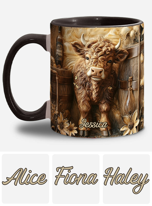 Vintage-Tasse mit wunderschönem Hochlandrind – personalisierter Akzentbecher