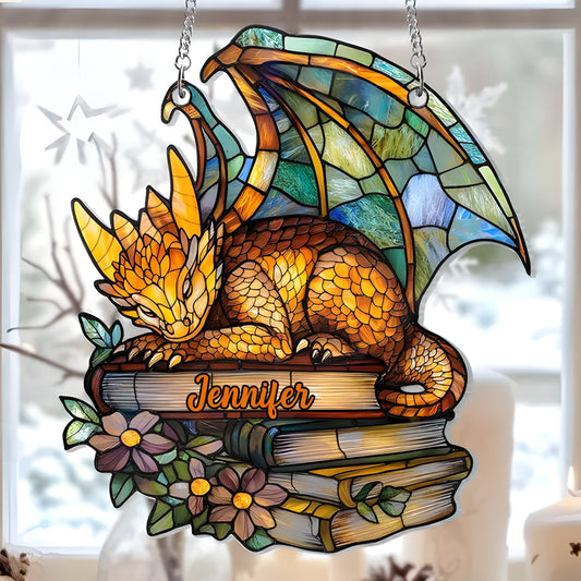 I'm A Bookdragon - Personalized Book Window Hanging Suncatcher Ornament