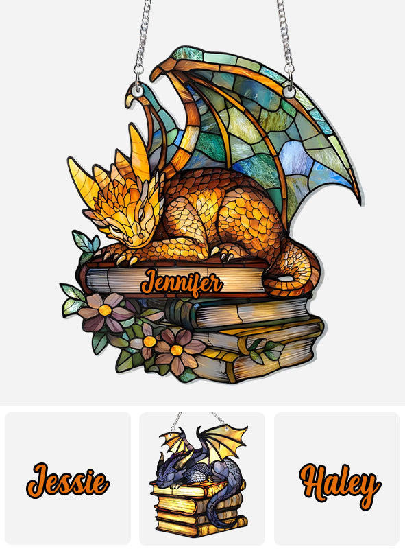 I'm A Bookdragon - Personalized Book Window Hanging Suncatcher Ornament