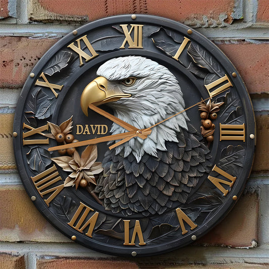 Strong Bald Eagle - Personalized Wall Clock