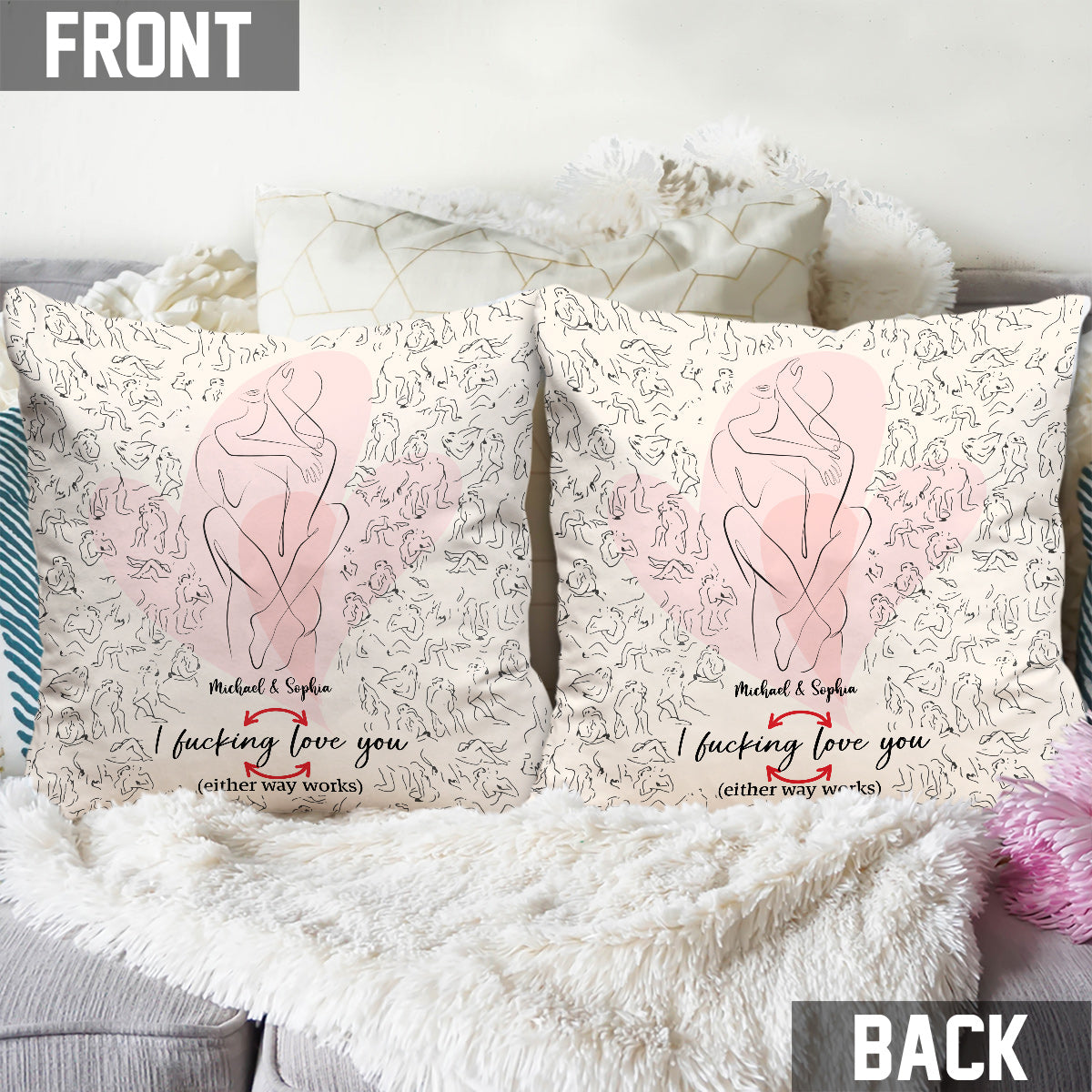 I Love You - Personalized Couple Throw Pillow