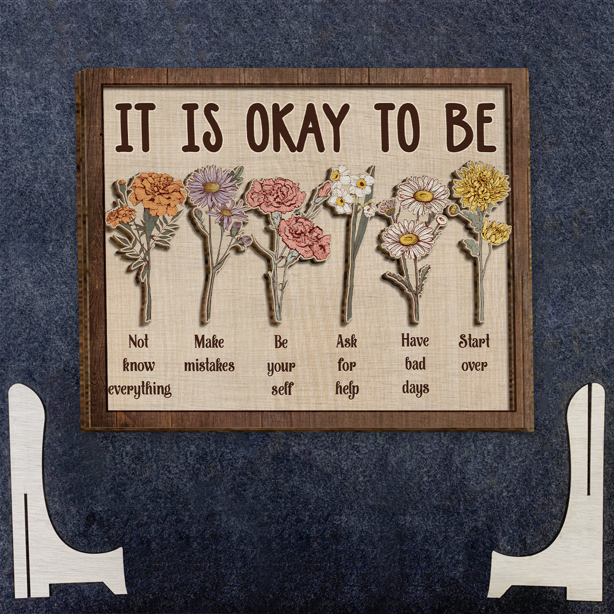 Es ist okay, so zu sein – Personalisiertes 2-lagiges Holzschild/Holzplakette zur Sensibilisierung für psychische Gesundheit