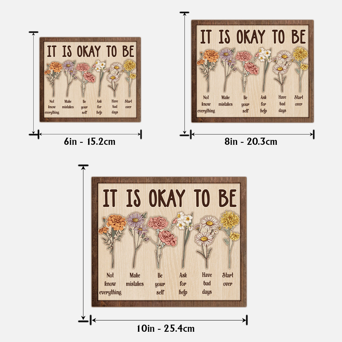 Es ist okay, so zu sein – Personalisiertes 2-lagiges Holzschild/Holzplakette zur Sensibilisierung für psychische Gesundheit