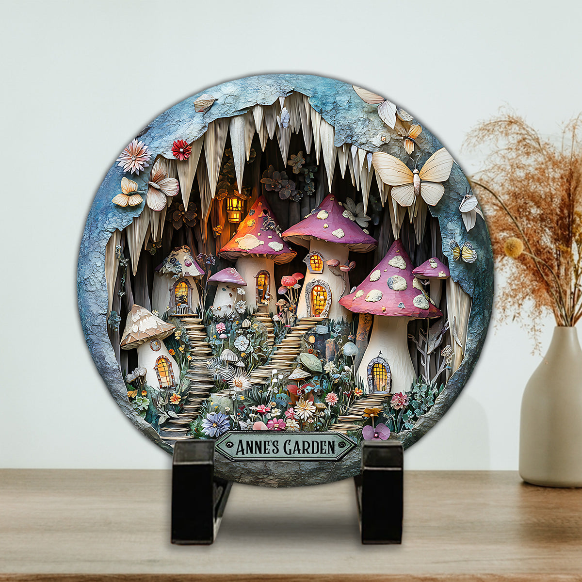 Jardin féérique - Pierre ronde personnalisée pour jardinage