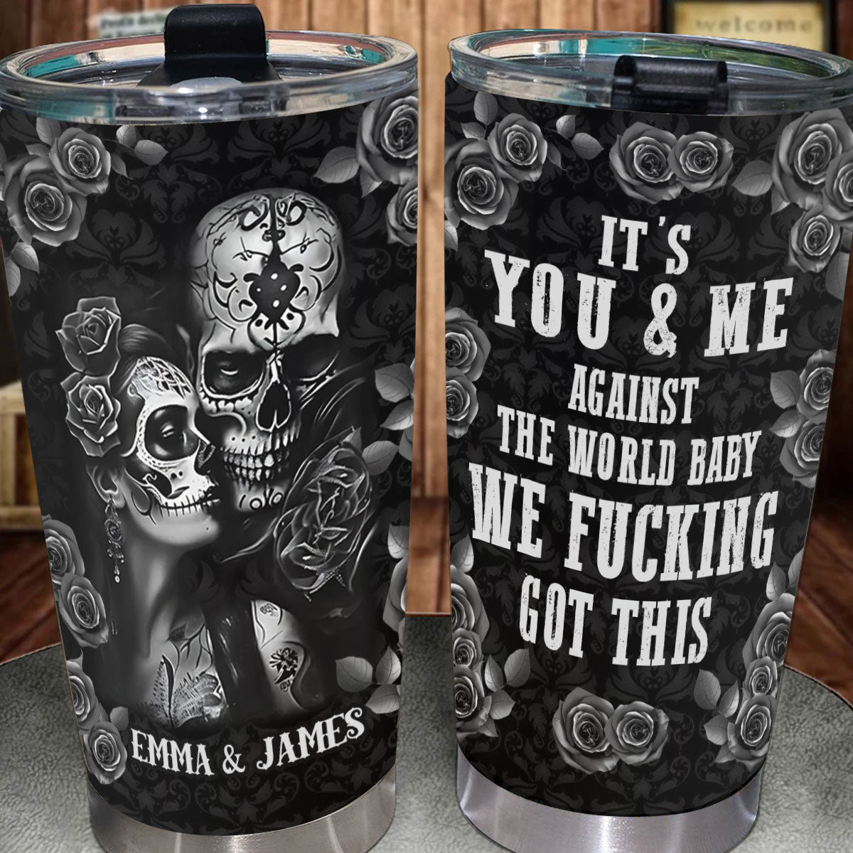 It's You & Me - Personalized Skull Tumbler
