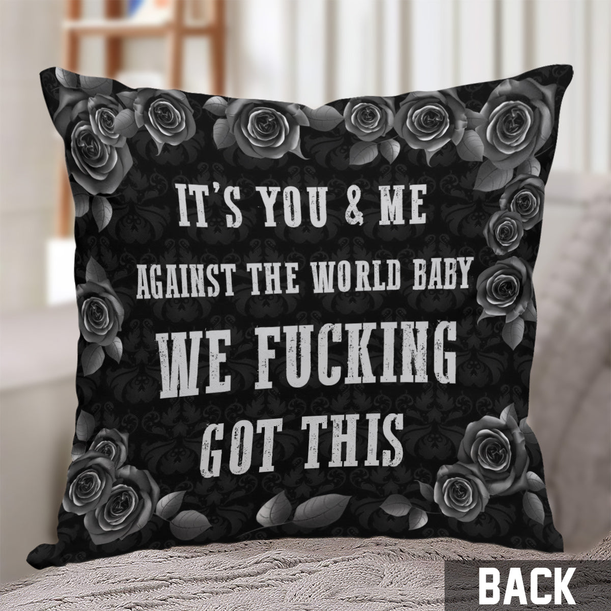 Coussin décoratif personnalisé en forme de crâne « Toi et moi »