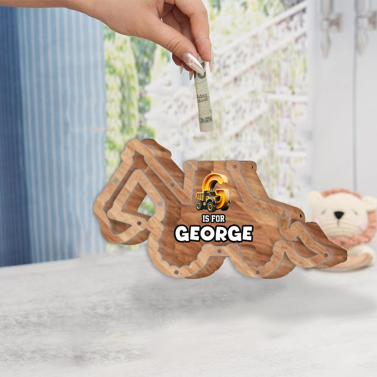 Truck Coin Bank for Kids - Personalized Kid Wooden Piggy Bank