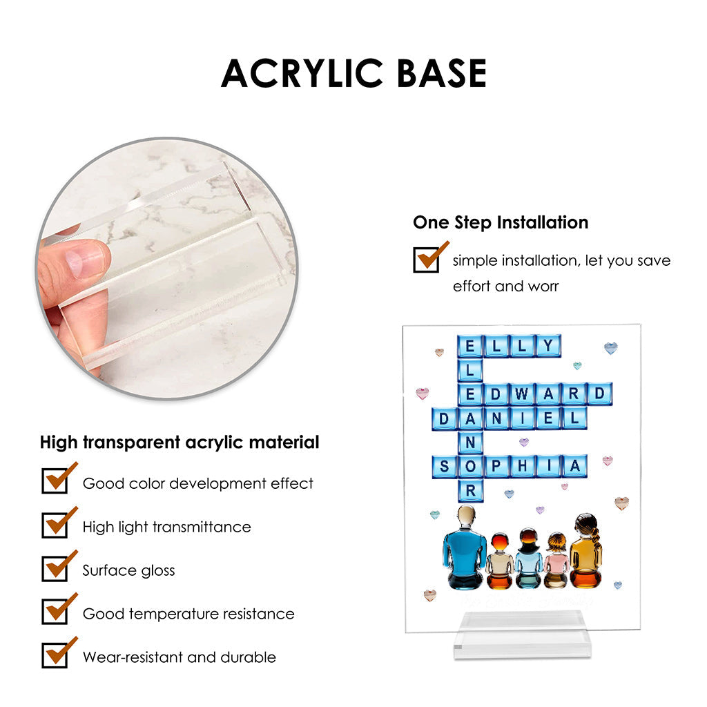 Famille pour toujours - Plaque acrylique transparente personnalisée pour la famille