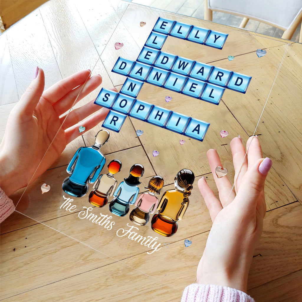Famille pour toujours - Plaque acrylique transparente personnalisée pour la famille