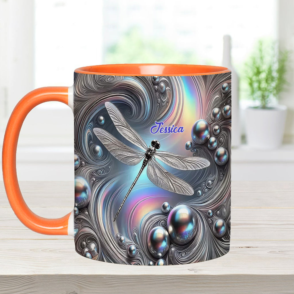 Beautiful Dragonfly - Personalized Dragonfly Accent Mug