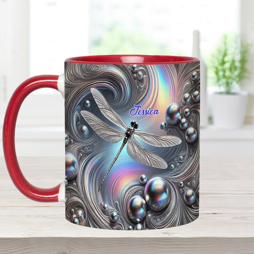Beautiful Dragonfly - Personalized Dragonfly Accent Mug