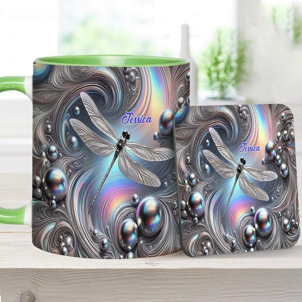 Beautiful Dragonfly - Personalized Dragonfly Accent Mug