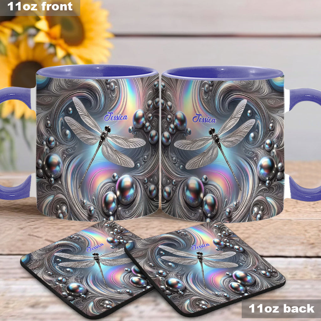 Beautiful Dragonfly - Personalized Dragonfly Accent Mug