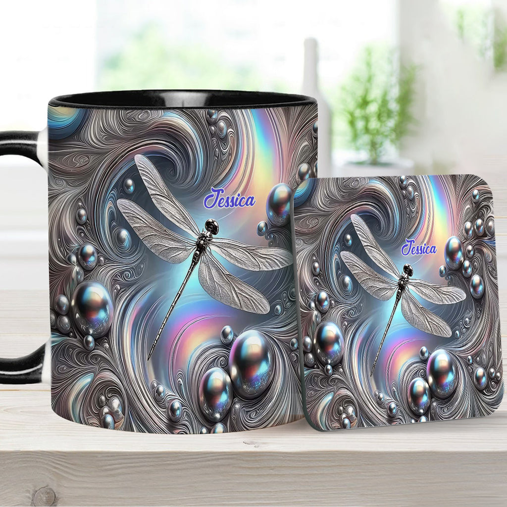 Beautiful Dragonfly - Personalized Dragonfly Accent Mug