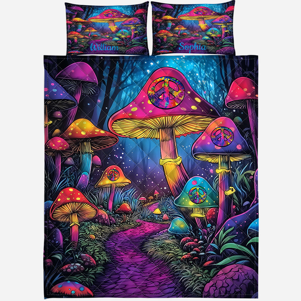 Awesome Mushroom - Personalized Hippie Quilt Set