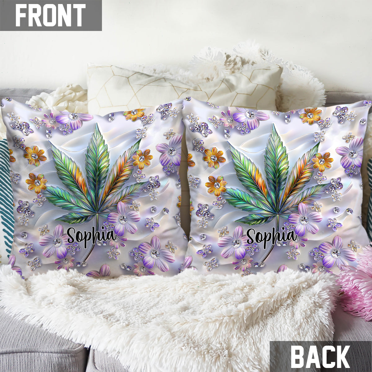 Beautiful Leaf - Personalized Weed Throw Pillow