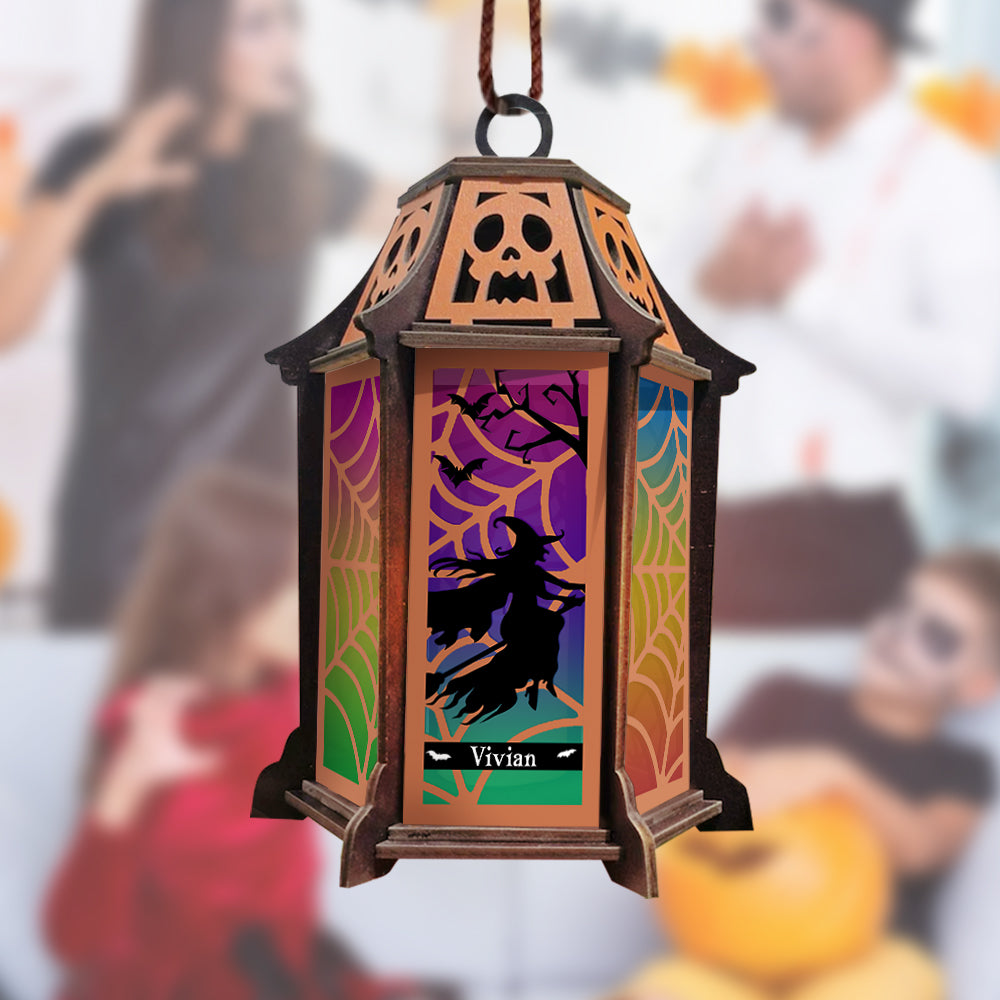Colorful Witch Lantern - Personalized Witch Laser Cut Lantern